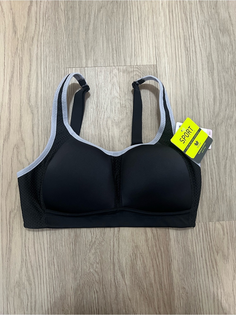 Wacoal Kerri Wire Free Maximum Support Sports Bra Black Gray 32D NWT 852302